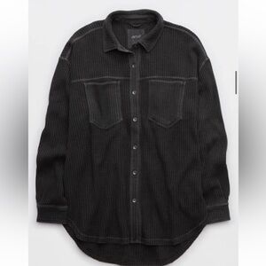 Aerie Charcoal Waffle Knit Top